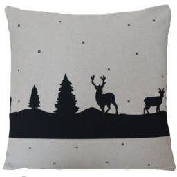 Deer Silhouette Linen Cushion Cover - Rustic Woodland Pillow Case - thumbnail 2