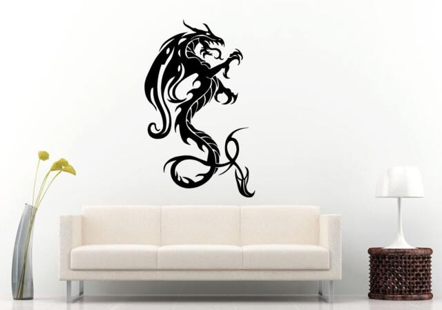 Fire Dragon Tribal Long Tail With Wings Wall Decal Vinyl Sticker Mural Room Decor L766 - image 1