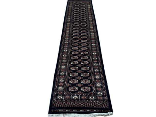 2.6x11 Black Color Bokhara Rug - Runner Hallway Luxury Long Fine Quality Green Afghan - image 1