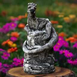 Concrete Winged Lizard Statue Stone Mythical Creature Figurine Cement Fantasy Dragon Sculpture Outdoor Garden Ornament Yard Decor Gift - thumbnail 1