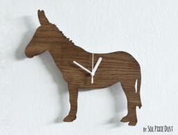 Donkey Kids Cartoon Silhouette - Wooden Wall Clock - thumbnail 1