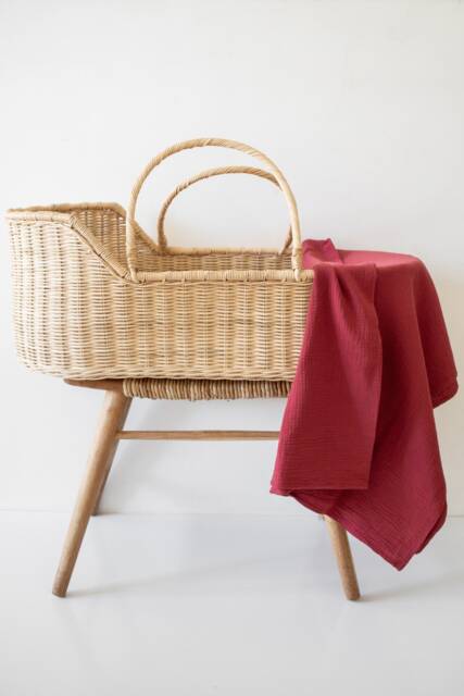 Cherry Red Organic Muslin Baby Swaddle Blanket - image 1