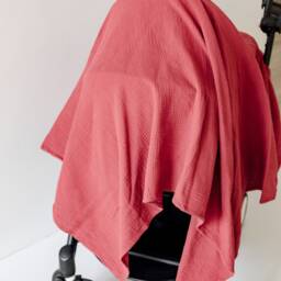Cherry Red Organic Muslin Baby Swaddle Blanket - thumbnail 3