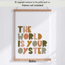 The World Is Your Oyster Wall Art Print -- Inspirational Kids Bedroom, Gender Neutral Playroom Quote Poster, Motivational Quote, Unframed - thumbnail 3
