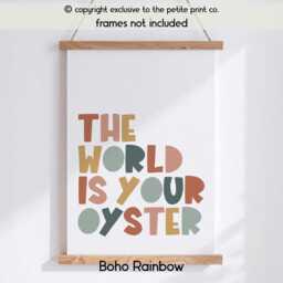 The World Is Your Oyster Wall Art Print -- Inspirational Kids Bedroom, Gender Neutral Playroom Quote Poster, Motivational Quote, Unframed - thumbnail 2