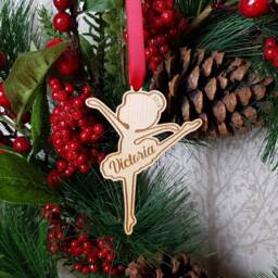 Ballerina Personalised Christmas Tree Decoration, Ballet Childrens Keepsake Hanger, Stocking Filler For Girls, Name Bauble Xmas - thumbnail 2