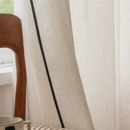 Lozano Linen Sheer Curtain With Black Trim, Curtain, Custom Panel, For Bedroom Livingroom, 1Pc - thumbnail 3