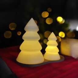 Personalized Christmas Tree Tealight Holder Set Custom Holiday Decor - thumbnail 1