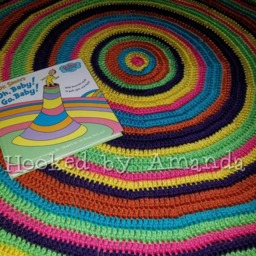 Rainbow Circle Baby Blanket - Shower Gift New Present Round Crochet Blankie Bright Bold Colors Newborn Infant - thumbnail 2