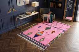 Colorful Boujaad Moroccan Rug, Handmade Wool Berber Carpet, Boho Home Decor