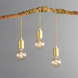 Brushed Gold Light With Plug-In Cord & Wall Bracket Kit - Modern Minimalist Exposed Bulb Hanging Lamp For Ceiling - Step Up - thumbnail 3