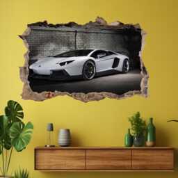 Supercar White Sports Car Wall Sticker Mural Decal Poster Print Art Kids Bedroom Home Decor Lamborghini Am1 - thumbnail 1