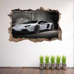 Supercar White Sports Car Wall Sticker Mural Decal Poster Print Art Kids Bedroom Home Decor Lamborghini Am1 - thumbnail 2