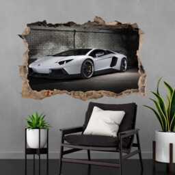 Supercar White Sports Car Wall Sticker Mural Decal Poster Print Art Kids Bedroom Home Decor Lamborghini Am1 - thumbnail 3