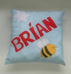 Baby Boys Personalised Bumblebee Cushion Bee Pillow New Christening Birthday Present Bedroom Nursery Decoration Shower Party - thumbnail 1