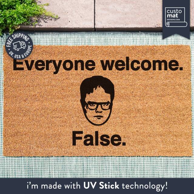 Everyone Welcome False - Dwight Schrute Door Mat Custom The Office Quotes Gifts - image 1