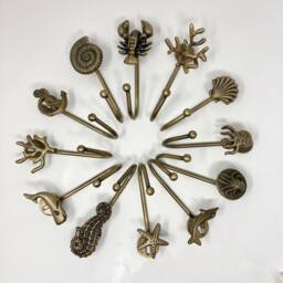Antique Brass Sea-Life Marine Nautical Hooks - Towel Hook Tie Back Iron Bathroom Bedroom