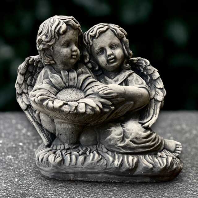 Stone Angels Statue Concrete Children Sculpture Outdoor Kids Figurine Cement Guardian Decoration Handmade Front Door Art - image 1