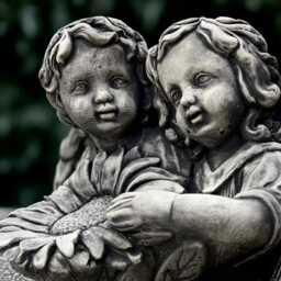 Stone Angels Statue Concrete Children Sculpture Outdoor Kids Figurine Cement Guardian Decoration Handmade Front Door Art - thumbnail 2