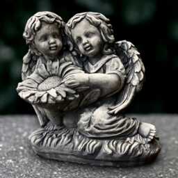 Stone Angels Statue Concrete Children Sculpture Outdoor Kids Figurine Cement Guardian Decoration Handmade Front Door Art - thumbnail 3