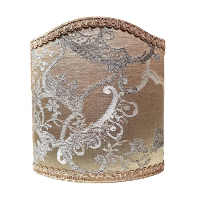 Venetian Lamp Shade Lime Green Silk Lampas Rubelli Fabric Madama Butterfly Pattern Half Lampshade - Handmade in Italy - image 1