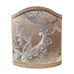 Venetian Lamp Shade Lime Green Silk Lampas Rubelli Fabric Madama Butterfly Pattern Half Lampshade - Handmade in Italy