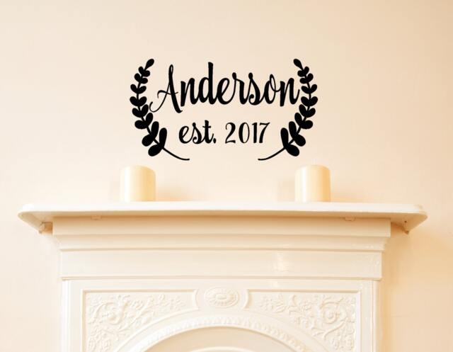 Custom Last Name With Ferns - Decal Vinyl Sticker Est. Date Wall Decor Home Gift Wedding Sticker-Fern - image 1