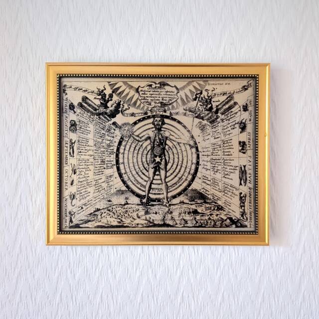 "Universal Man - Atalanta Fugiens, 1617 Handmade Reproduction On Canvas 8""x10" - image 1