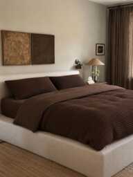 Brown Waffle 100% Cotton Duvet Cover Set