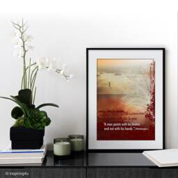 Office Home D??cor Inspirational Poster Print. Michelangelo Wall Art Hanging Quote. Burgundy Wall Decor Print, Typography Print Quotes - thumbnail 2