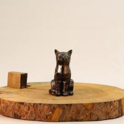 Cubic Cat Statue - Minimalist Animal Art Shelf Decor - thumbnail 4