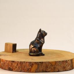 Cubic Cat Statue - Minimalist Animal Art Shelf Decor - thumbnail 2
