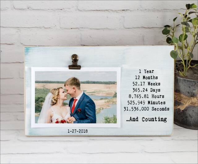 1st Year & Counting Picture Frame, Personalized Photo Holder, One Anniversary Gift, First Birthday Wedding Frame - image 1