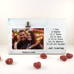 1st Year & Counting Picture Frame, Personalized Photo Holder, One Anniversary Gift, First Birthday Wedding Frame - thumbnail 2