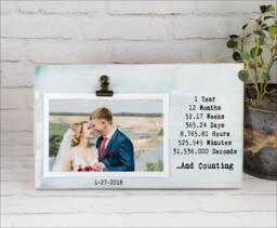 1st Year & Counting Picture Frame, Personalized Photo Holder, One Anniversary Gift, First Birthday Wedding Frame - thumbnail 1