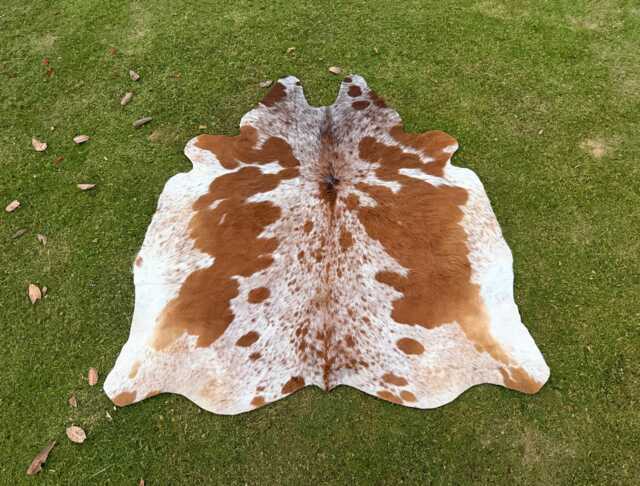 Genuine Tricolor Speckled Cow Hide - Authentic Brazilian Brown & White Animal Skin Hair On Large Cowhide Area Rug Handmade - image 1