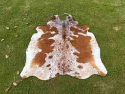 Genuine Tricolor Speckled Cow Hide - Authentic Brazilian Brown & White Animal Skin Hair On Large Cowhide Area Rug Handmade - thumbnail 1