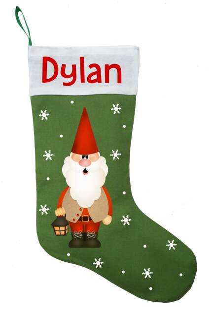 Personalized Gnome Christmas Stocking Handmade Cotton Tomte Stocking - image 1