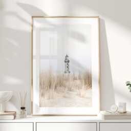 Lighthouse Coastal Wall Art Print, Nautical Beach Poster, Seaside Photography Artwork For Decor, Bathroom Or Living Room - thumbnail 1
