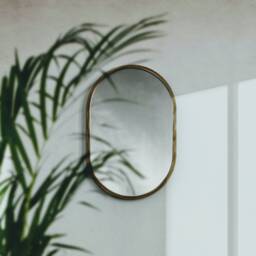 Handmade Bamboo Oval Wall Mirror Minimalist Home Decor - thumbnail 1