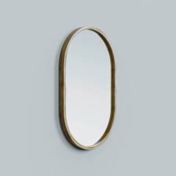 Handmade Bamboo Oval Wall Mirror Minimalist Home Decor - thumbnail 2