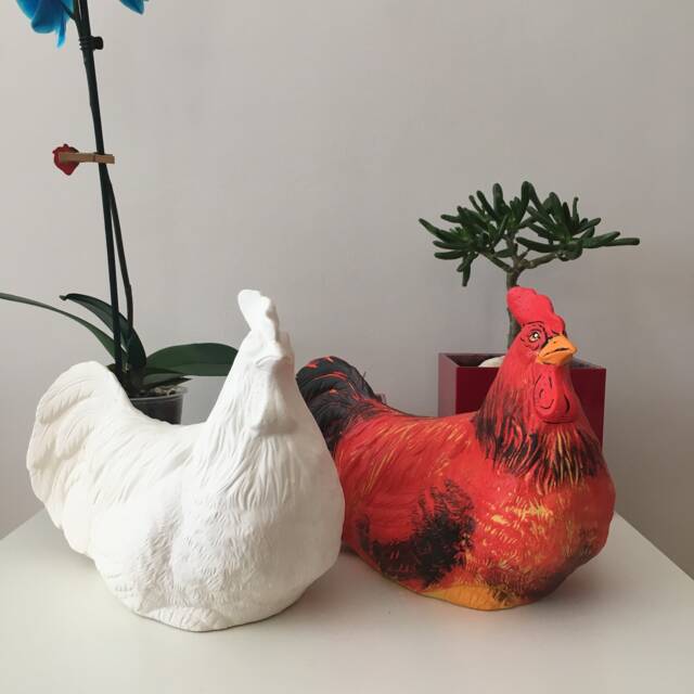 Ceramic Rooster Statue, Ready To Paint, Outdoor Sculptures, Garden Decor, Gift For Grandma - image 1