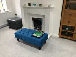 Plush Velvet Chesterfield Footstool - Mahogany Legs, Ottoman
