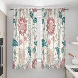 Bohemian Floral Curtains, Teal & Pink Mandala Flower Pattern Drapes, Boho Style Custom Made Window Panels, Eyelet Or Rod Pocket Curtains - thumbnail 3