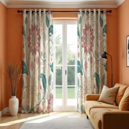Bohemian Floral Curtains, Teal & Pink Mandala Flower Pattern Drapes, Boho Style Custom Made Window Panels, Eyelet Or Rod Pocket Curtains
