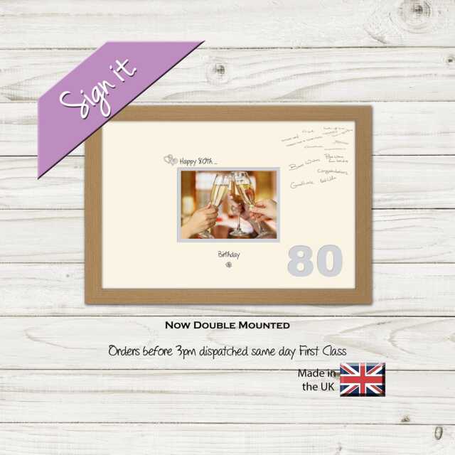 80Th Photo Frame Word Birthday Special Gift 7x5Sign-688D By Photos in A Word - image 1