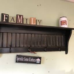 Country Coat Rack Wood Wall Shelf 36 Inches - thumbnail 2