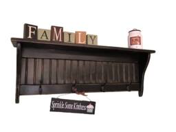 Country Coat Rack Wood Wall Shelf 36 Inches - thumbnail 1