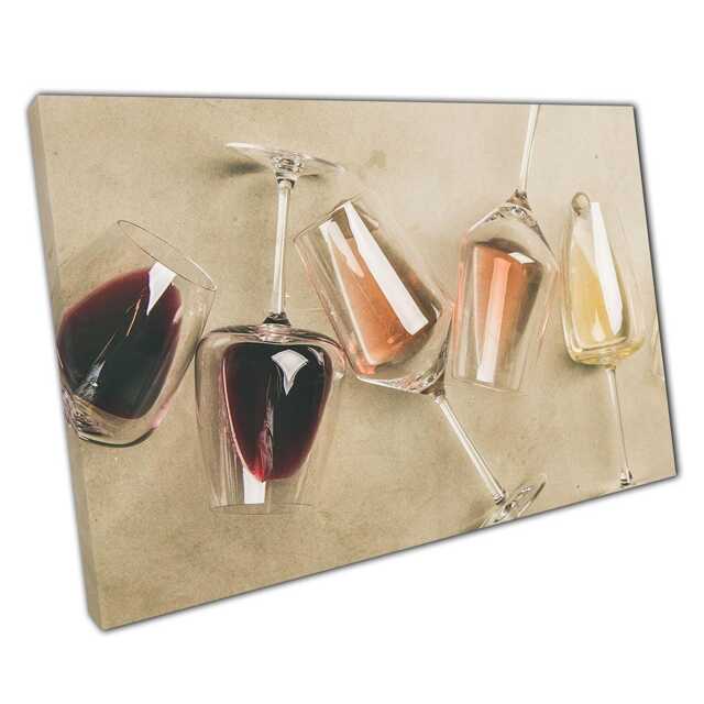 Elegant Red Rose & White Wine Canvas Print Romantic Winery Wall Art For Home Office Decor - image 1