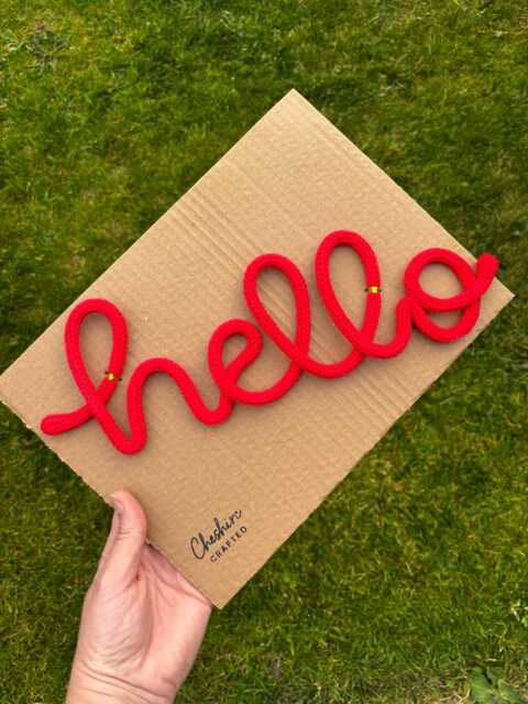 Knitted Wire Hello Sign - Fun Wall Decor Kids Room - image 1